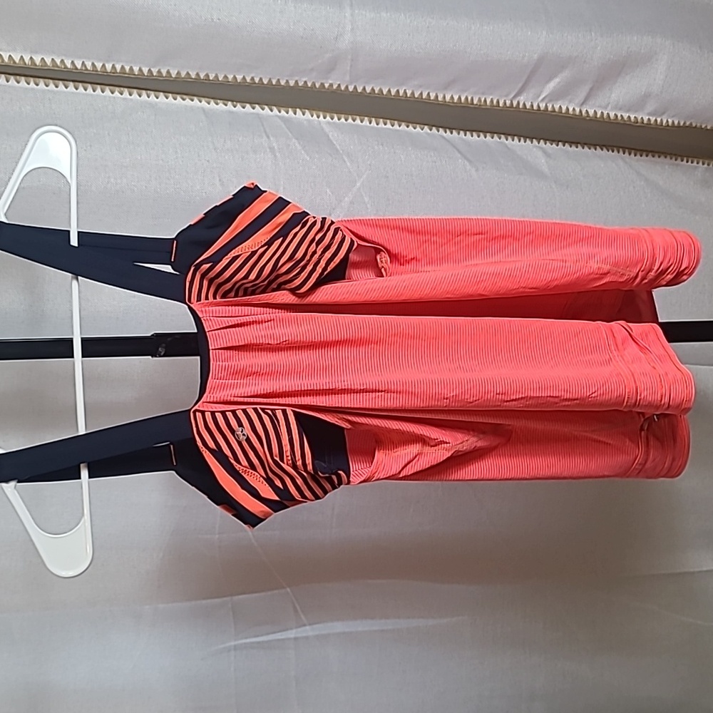Lululemon Back On Track Tank Top Size 12 Light Flare Orange Inkwell Navy Blue - Picture 4 of 6